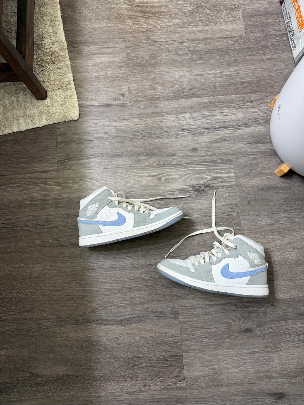 Jordan High-Top Sneakers in Light Blue, Gray and White